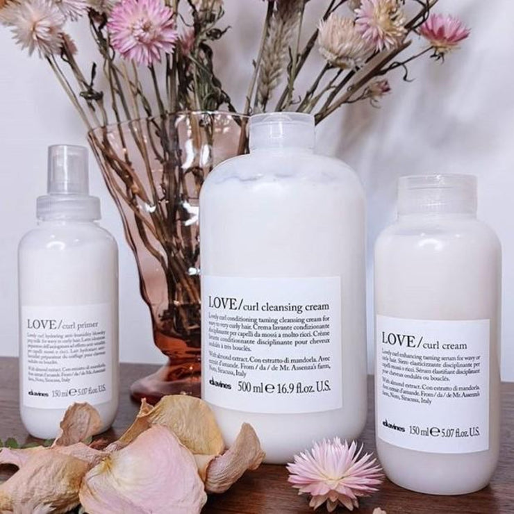 Davines LOVE CURL cleansing cream, LOVE CURL primer, LOVE CURL cream